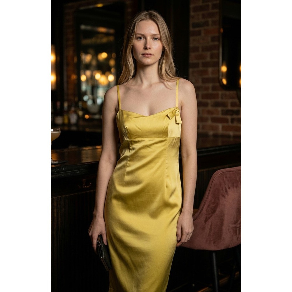 David Meister Satin Sheath Dress Womens Made in USA 8 NWT Cocktail Midi Party